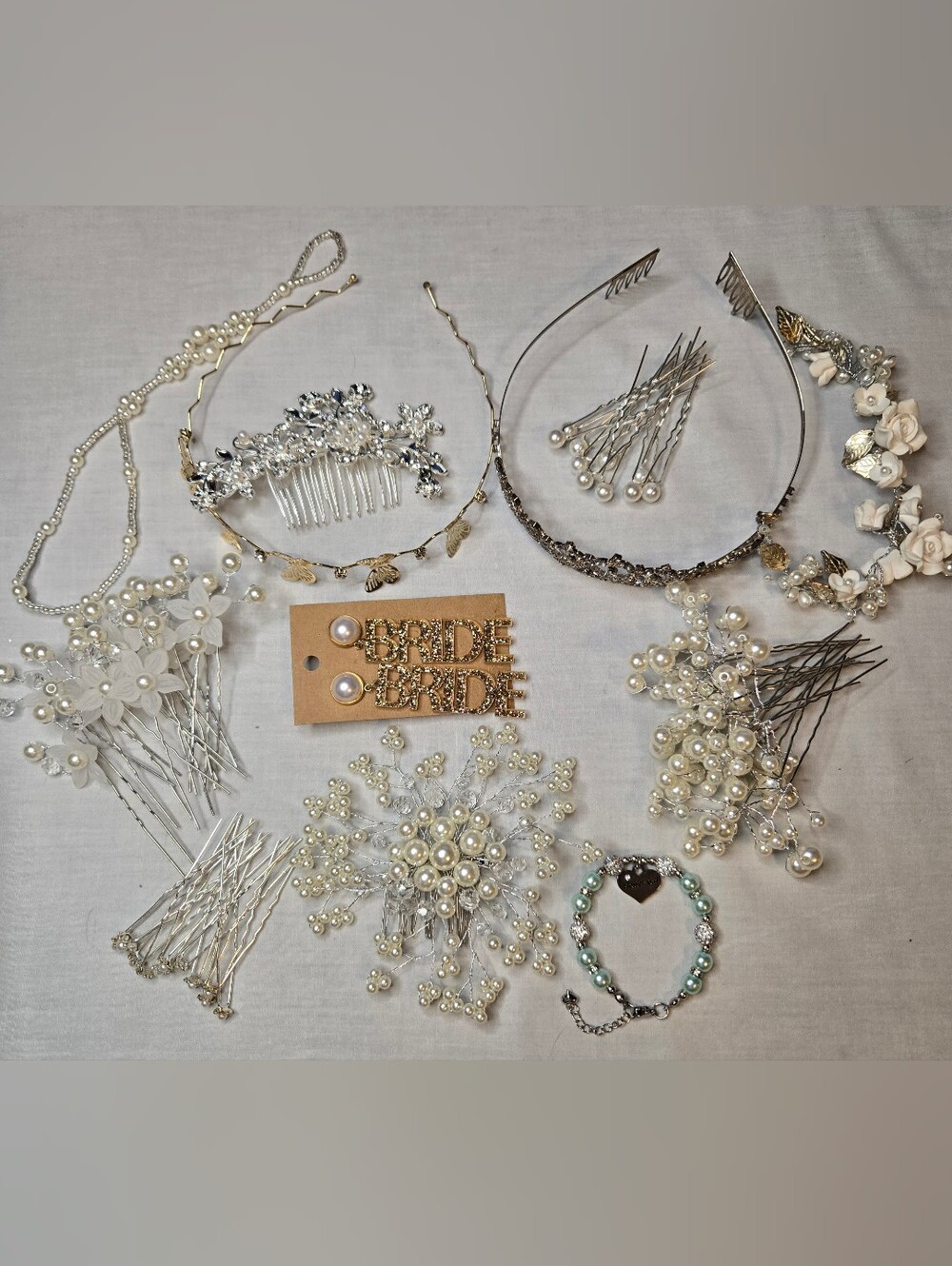Bridal Pearl & Crystal Hair Accessories Set - Ivory/White